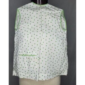 Vintage 1930's 1940's childrens white Polka Dot With Green Trim Smock Apron